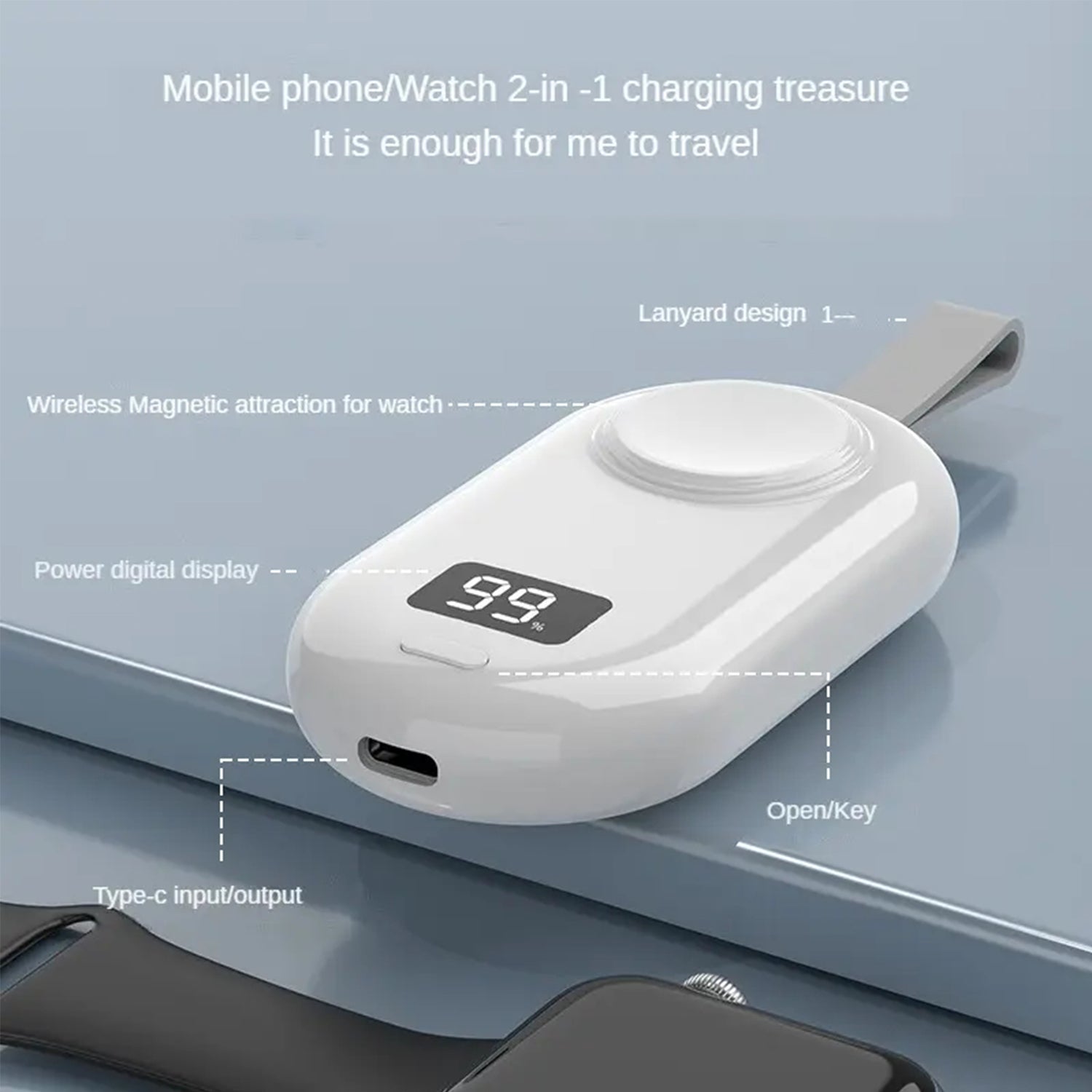 Portable Charger for Apple Watch, 2500mAh iWatch Charger Wireless Fast Charging Power Bank,compatible Magnetic Attraction Travel Smart Keychain Charger for Apple Watch Series Ultra/8/7/6/5/4/3/2/SE