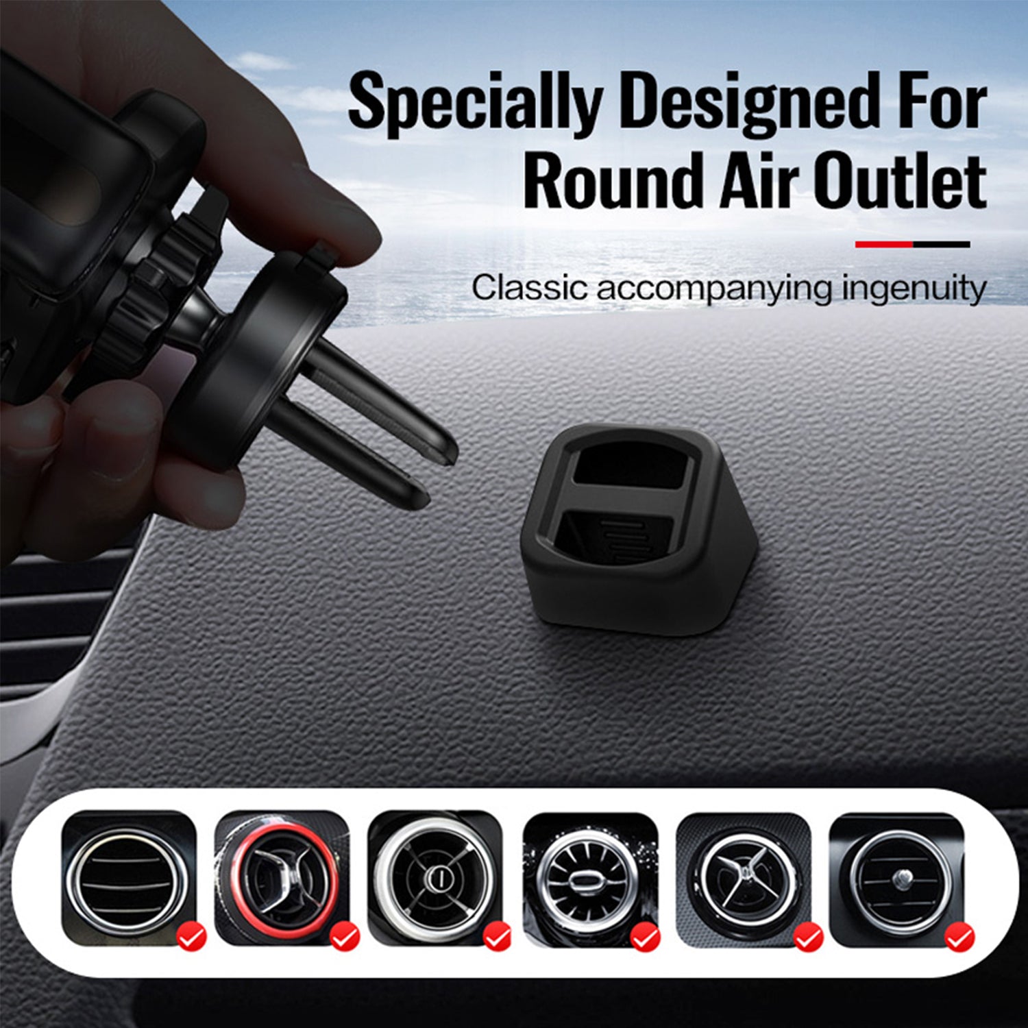 Multifunctional Vehicle Mobile Phone Phone Holder Base-Black