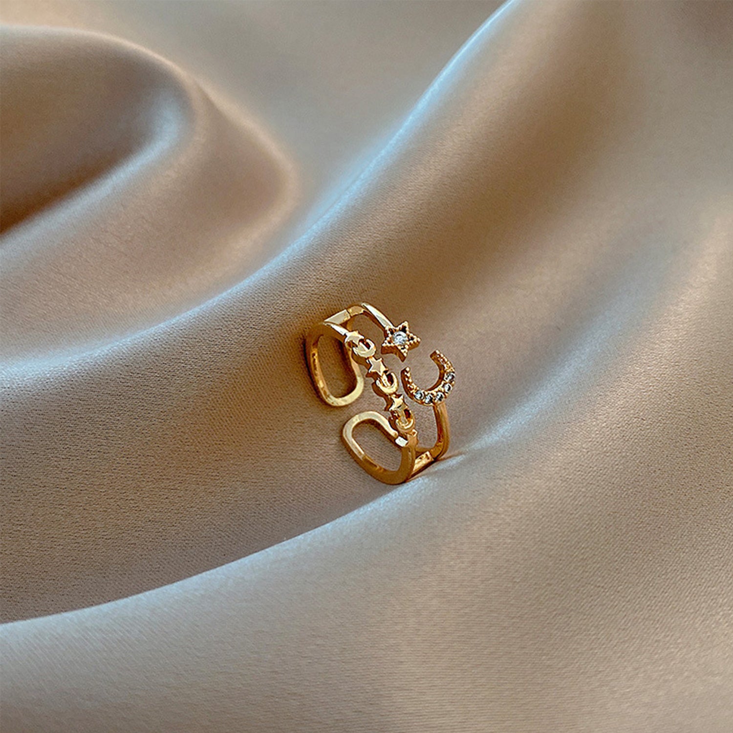 European and American ins style high-end personalized ring(RF-M003)-Star Moon