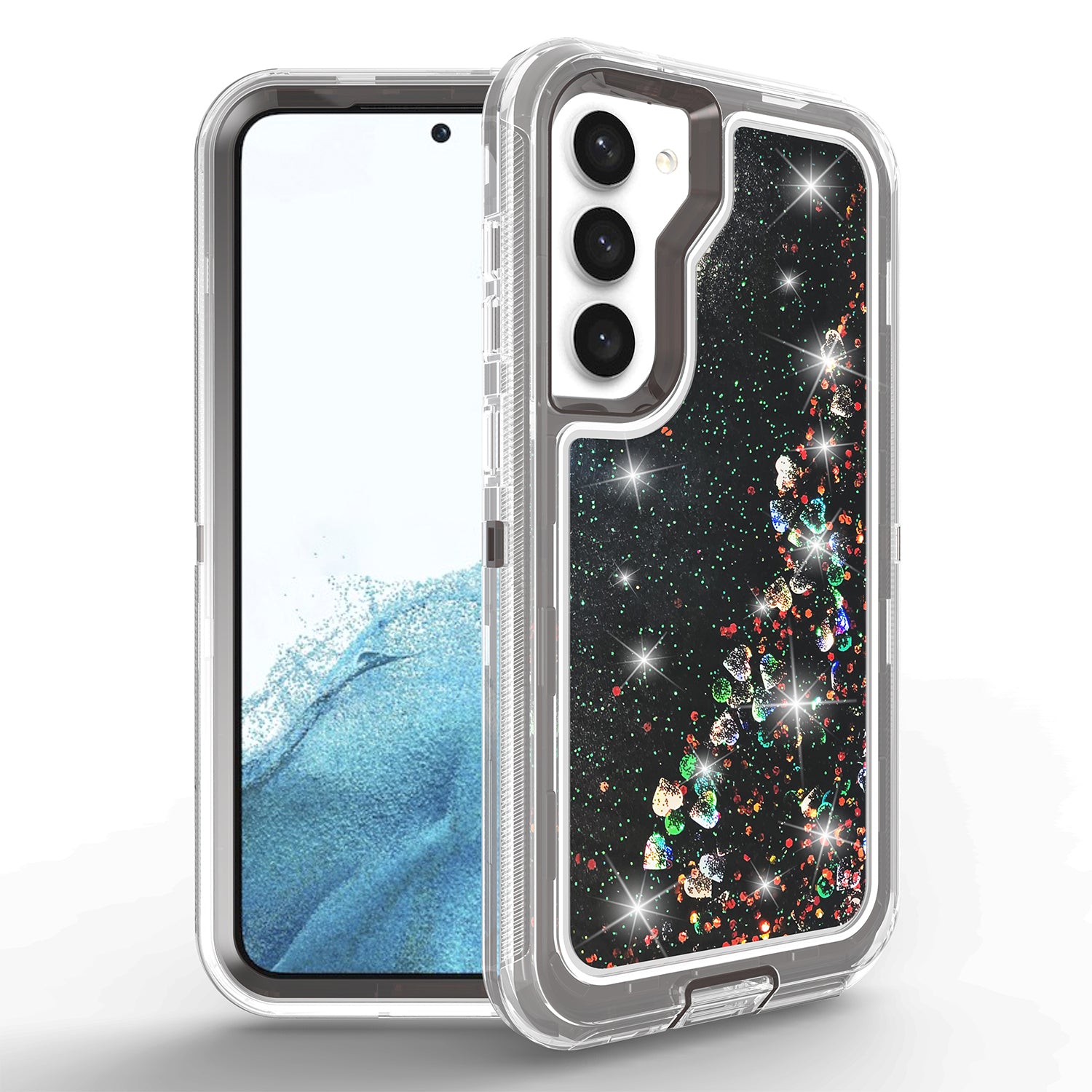 Samsung Galaxy S23 Plus Transparent Floating Glitter Heavy Duty Case