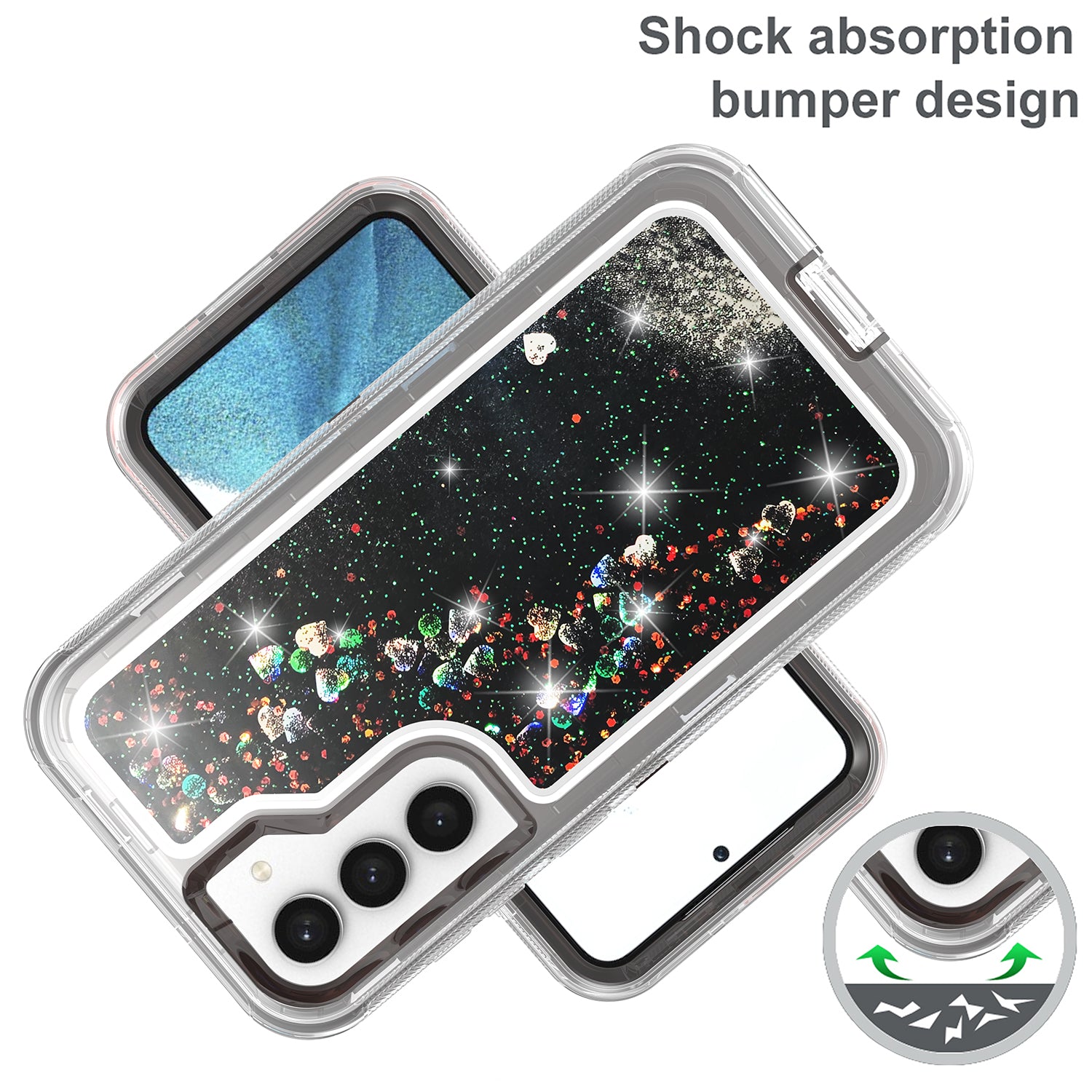 Samsung Galaxy S23 Plus Transparent Floating Glitter Heavy Duty Case