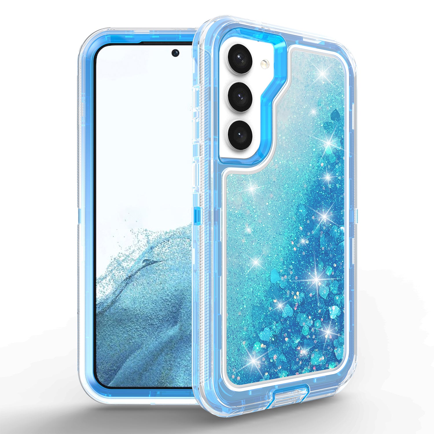 Samsung Galaxy S23 Transparent Floating Glitter Heavy Duty Case