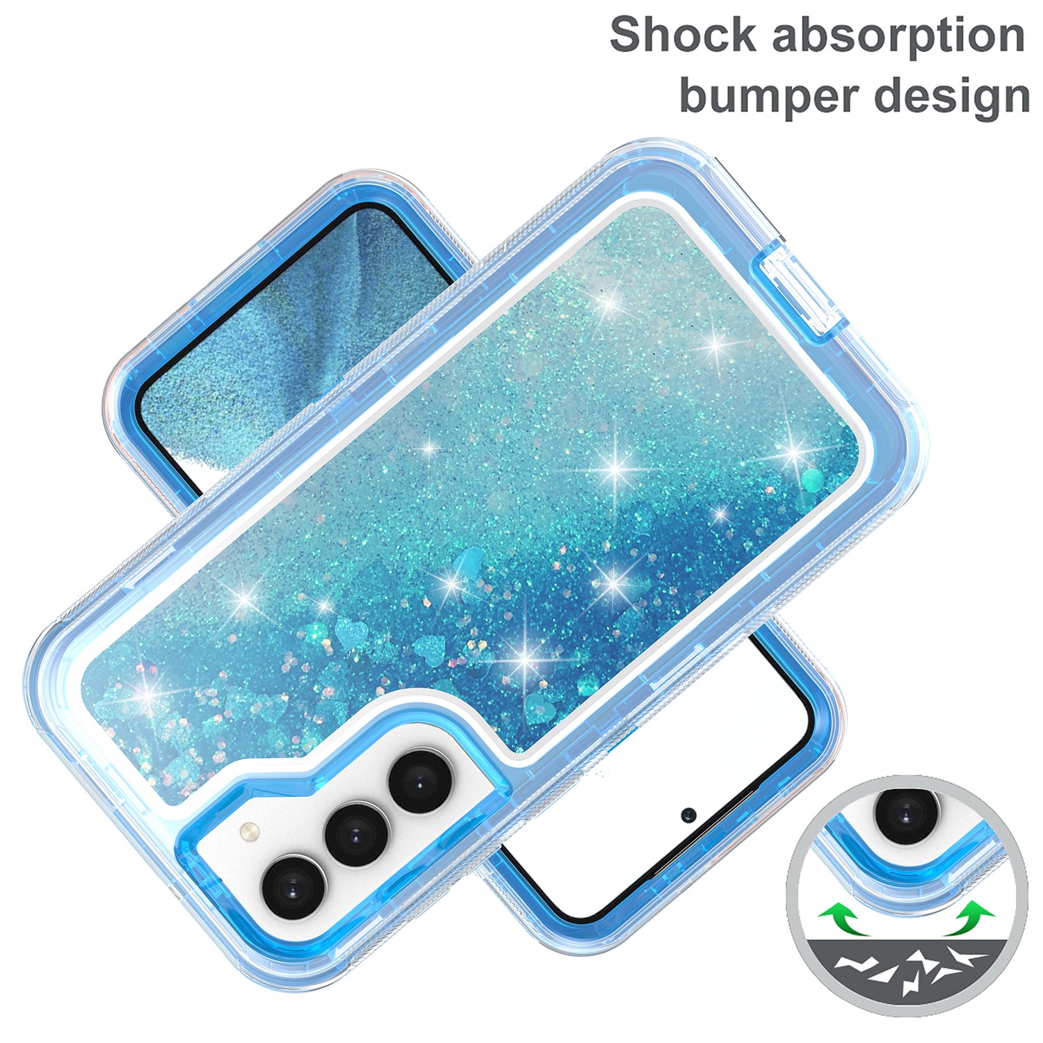 Samsung Galaxy S23 Transparent Floating Glitter Heavy Duty Case