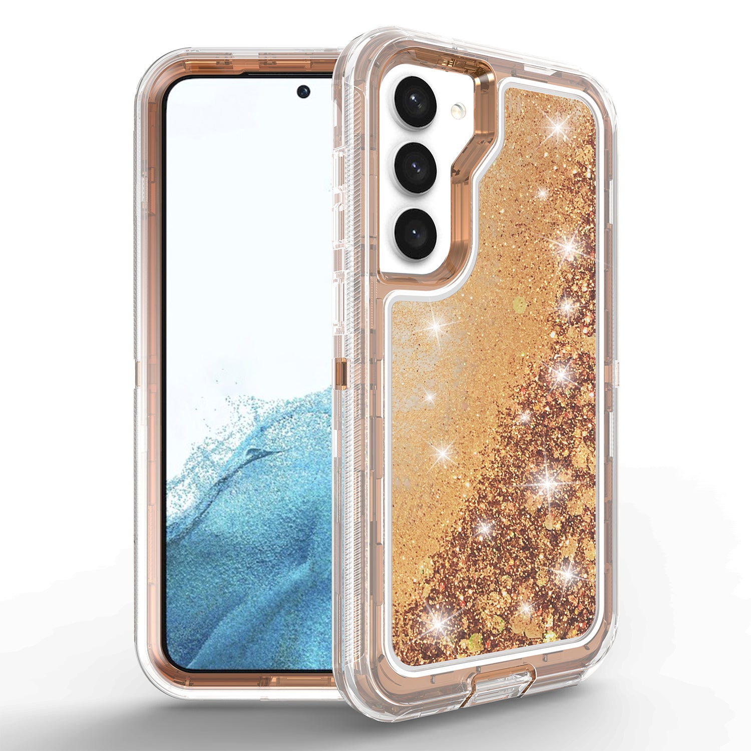 Samsung Galaxy S23 Plus Transparent Floating Glitter Heavy Duty Case