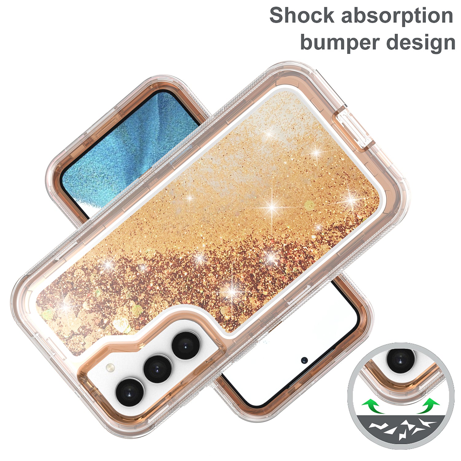 Samsung Galaxy S23 Plus Transparent Floating Glitter Heavy Duty Case