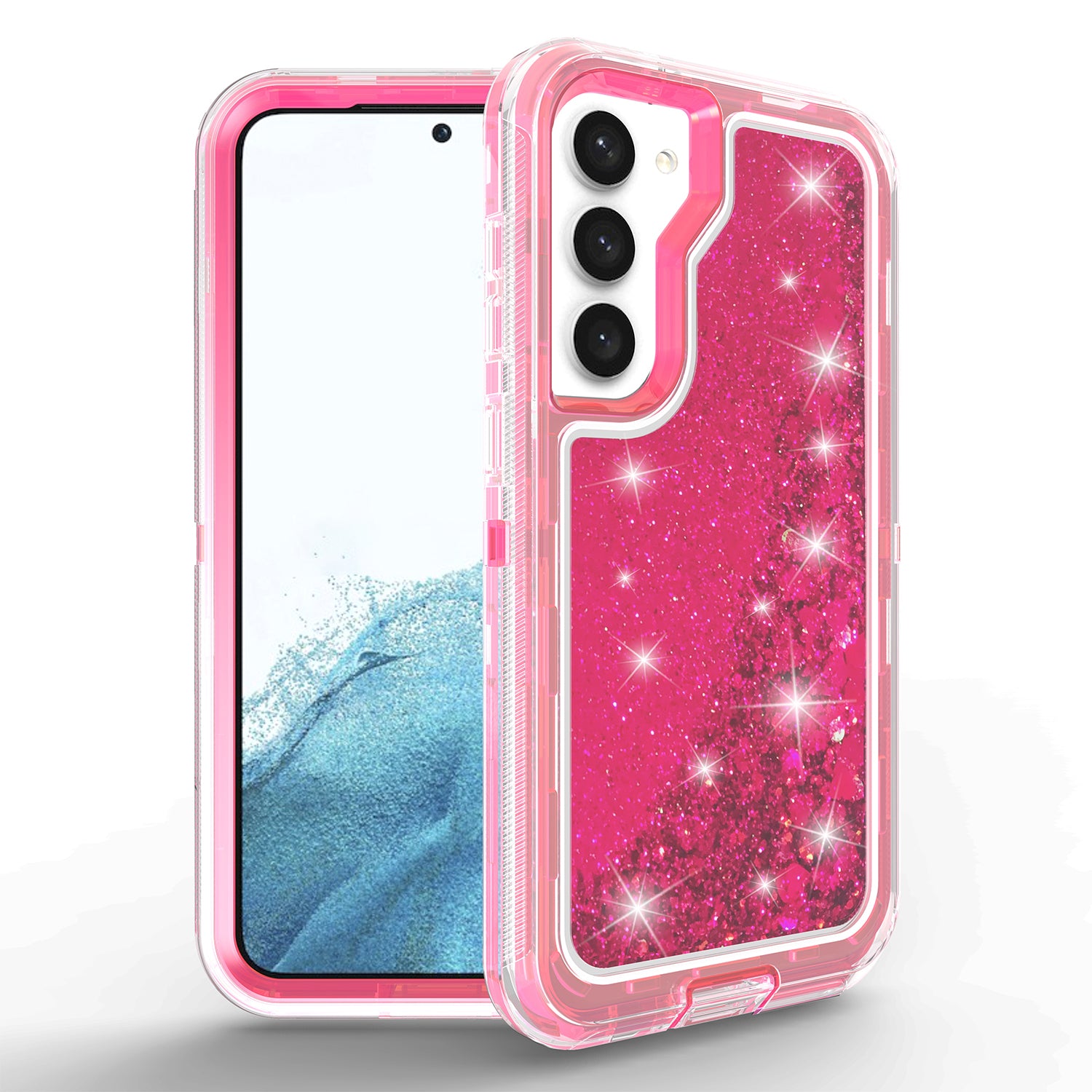 Samsung Galaxy S23 Plus Transparent Floating Glitter Heavy Duty Case