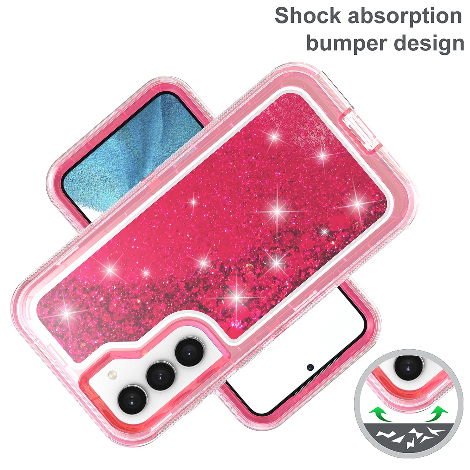 Samsung Galaxy S23 Plus Transparent Floating Glitter Heavy Duty Case