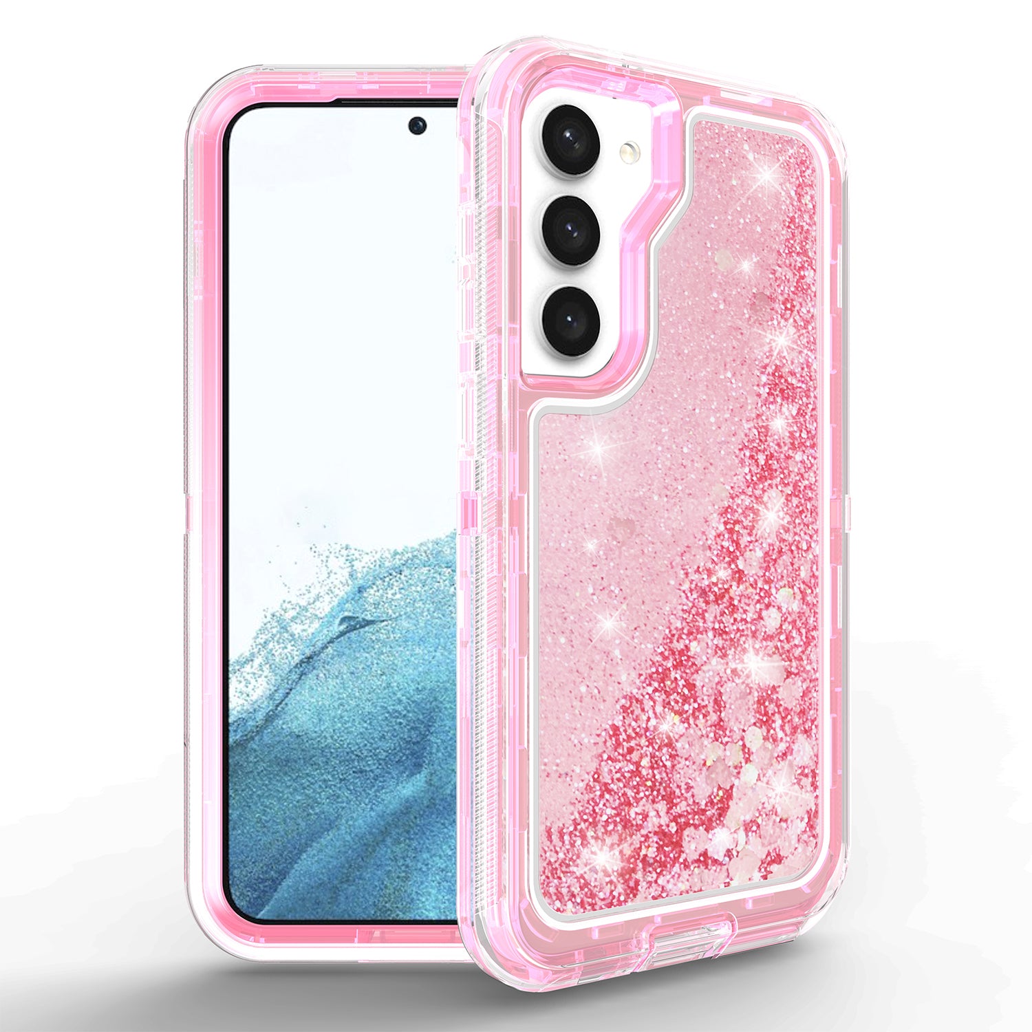 Samsung Galaxy S23 Transparent Floating Glitter Heavy Duty Case