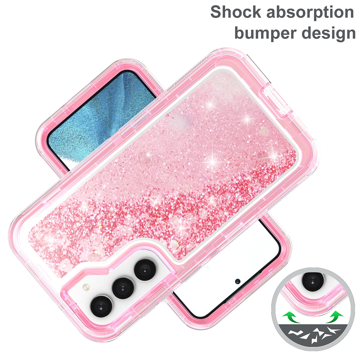 Samsung Galaxy S23 Transparent Floating Glitter Heavy Duty Case