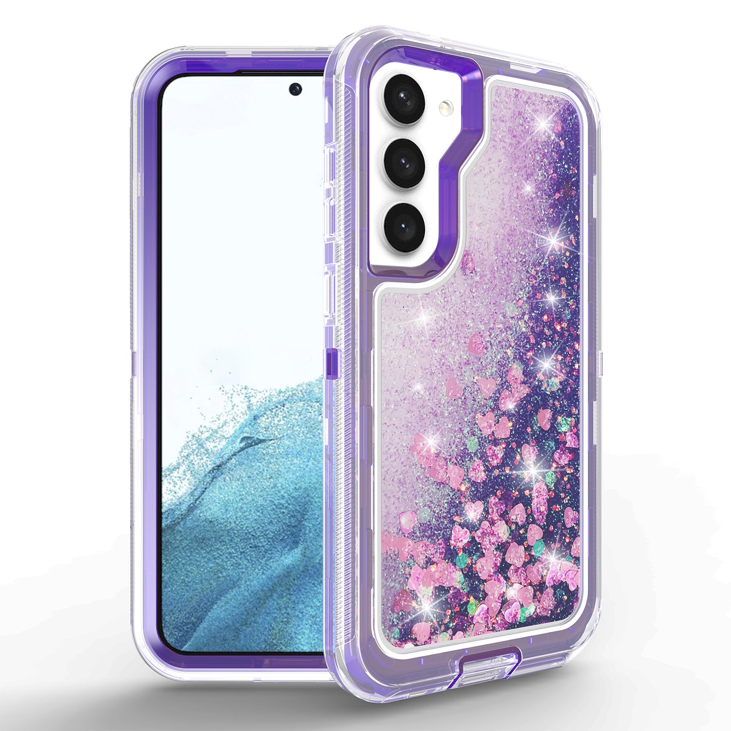 Samsung Galaxy S23 Plus Transparent Floating Glitter Heavy Duty Case