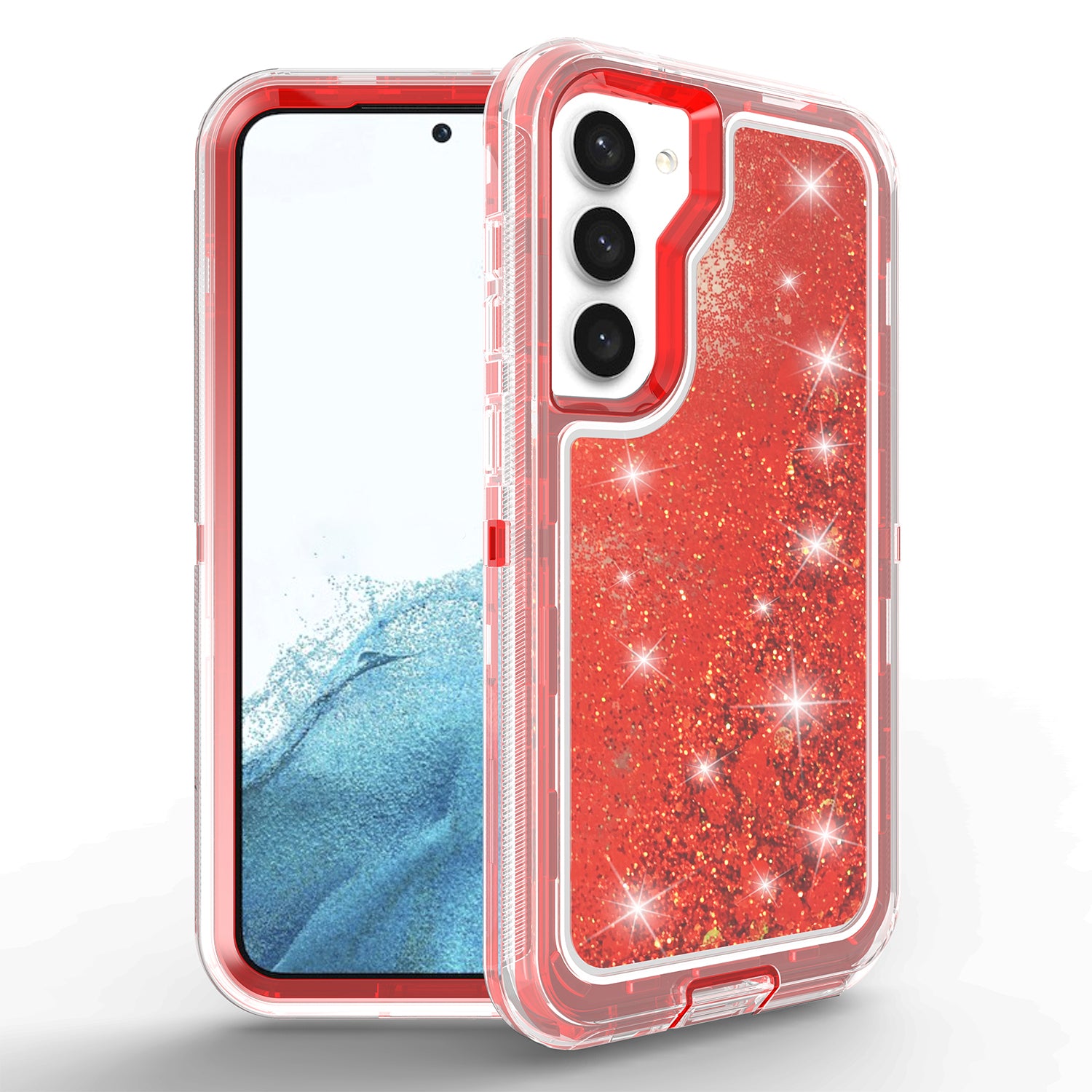 Samsung Galaxy S23 Plus Transparent Floating Glitter Heavy Duty Case