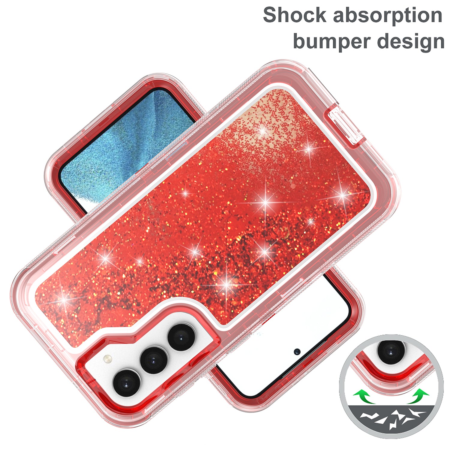 Samsung Galaxy S23 Transparent Floating Glitter Heavy Duty Case