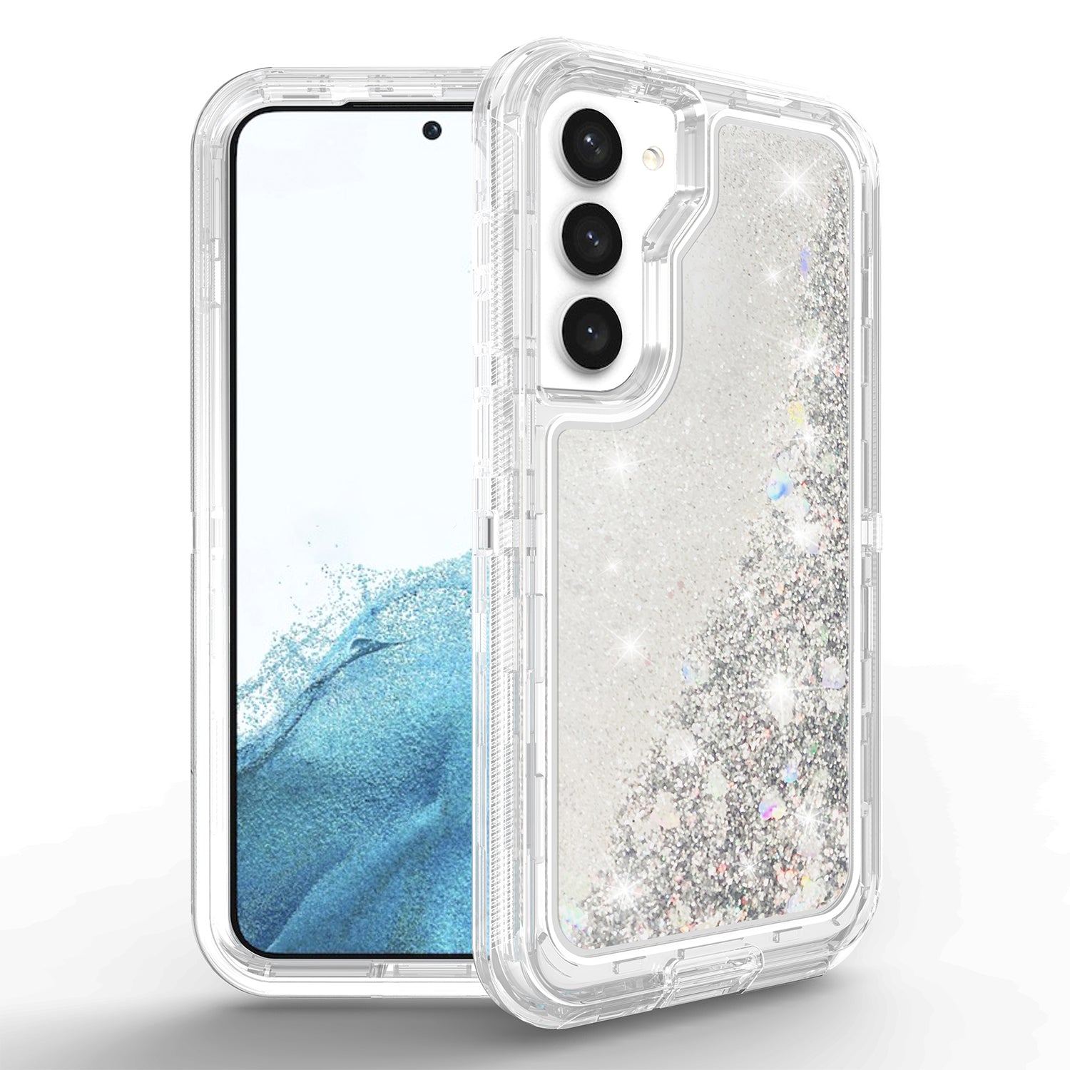Samsung Galaxy S23 Transparent Floating Glitter Heavy Duty Case