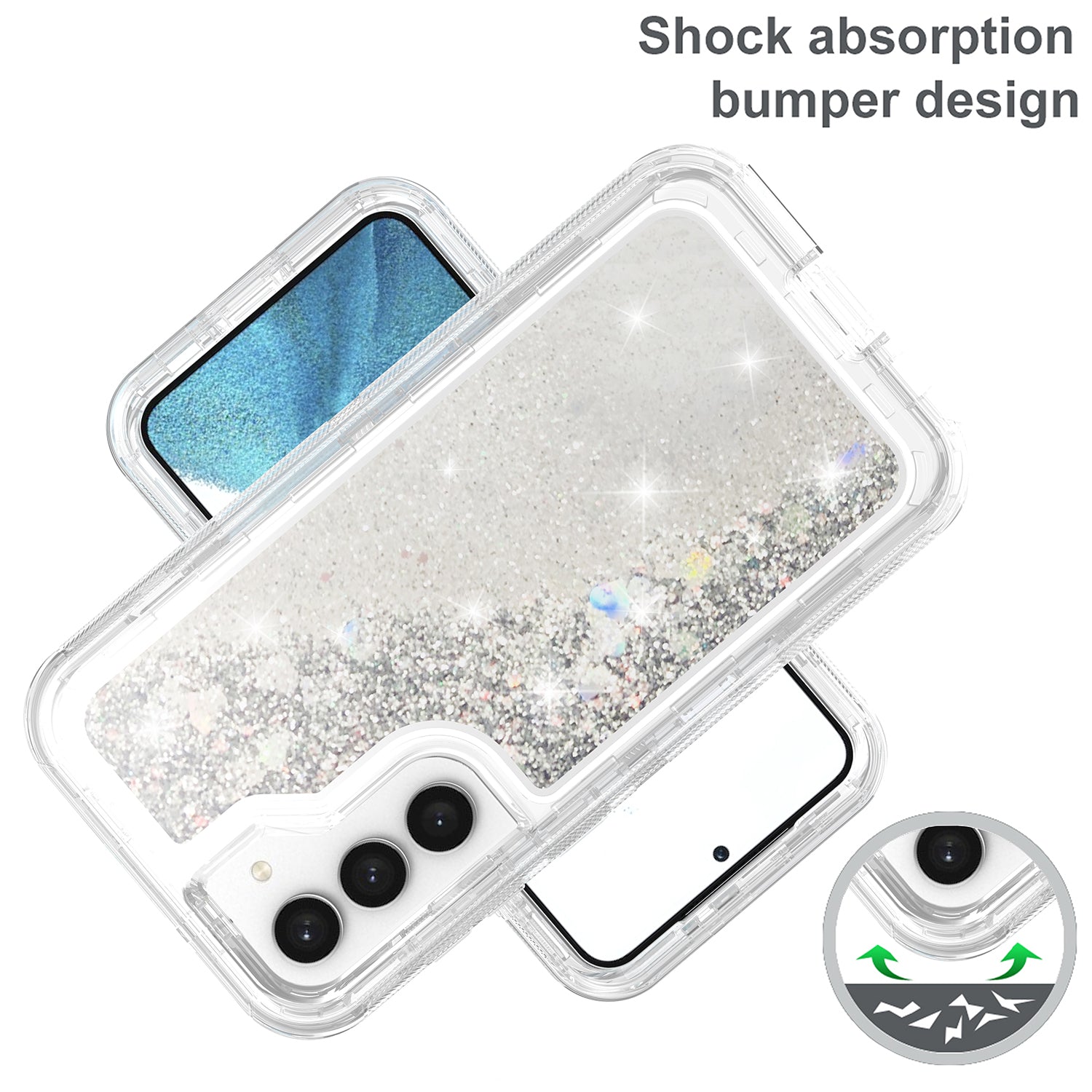Samsung Galaxy S23 Plus Transparent Floating Glitter Heavy Duty Case