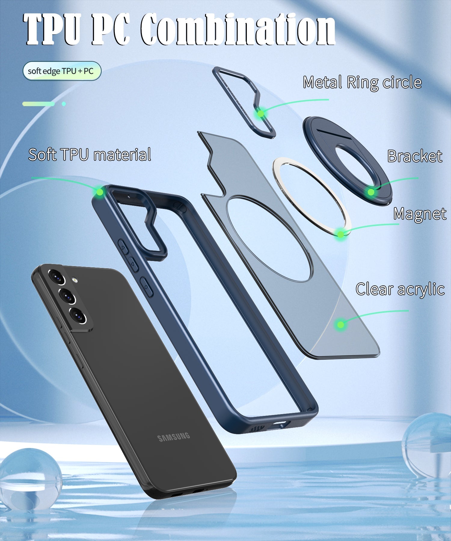 Samsung Galaxy S23 Hollow Out Ring Rotating Magnetic Suction Bracket Protective Sleeve Case