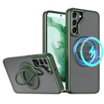 Samsung Galaxy S23 Hollow Out Ring Rotating Magnetic Suction Bracket Protective Sleeve Case