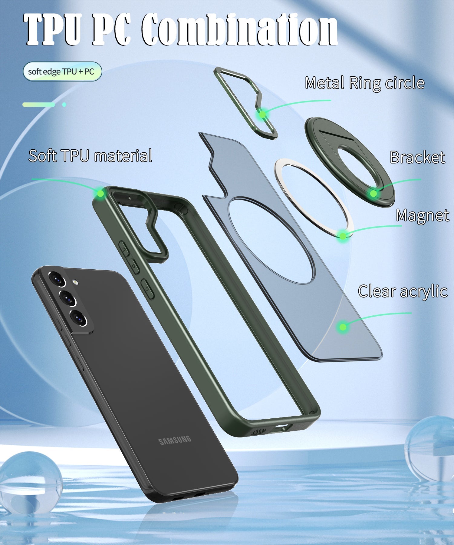 Samsung Galaxy S23 Hollow Out Ring Rotating Magnetic Suction Bracket Protective Sleeve Case