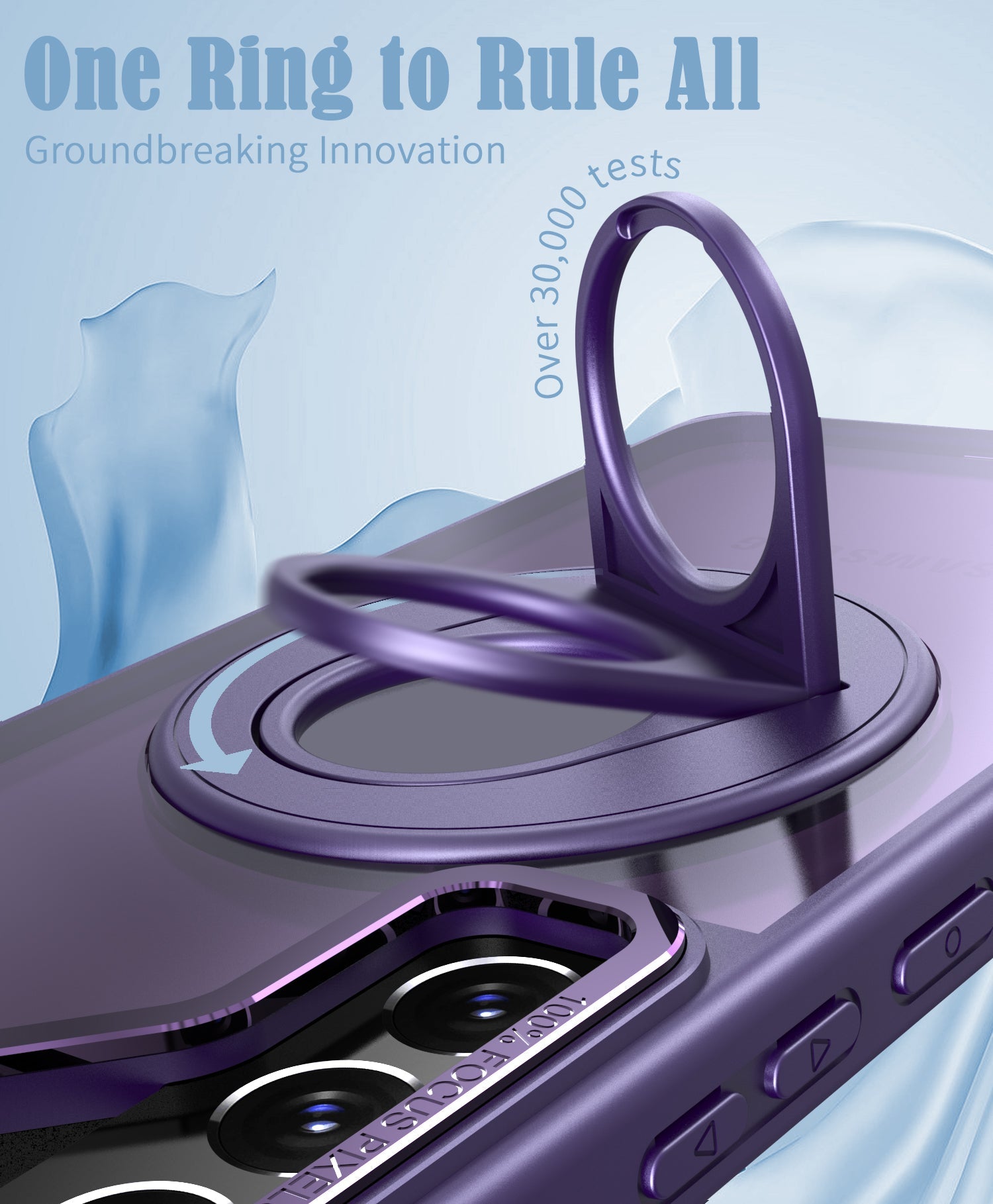 Samsung Galaxy S23 Hollow Out Ring Rotating Magnetic Suction Bracket Protective Sleeve Case