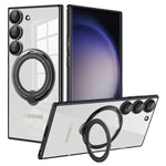 Samsung Galaxy S23 Plus Electroplated Magnetic Transparent Anti Drop Bracket Ring Phone Case