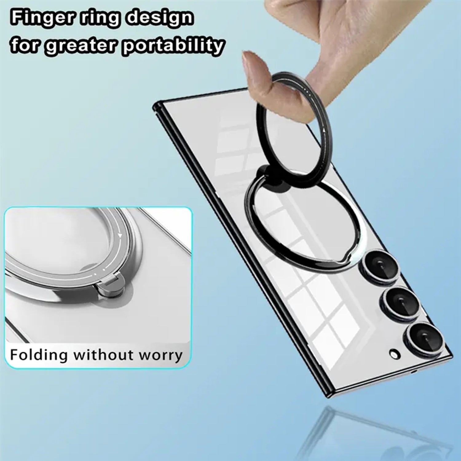 Samsung Galaxy S23 Plus Electroplated Magnetic Transparent Anti Drop Bracket Ring Phone Case