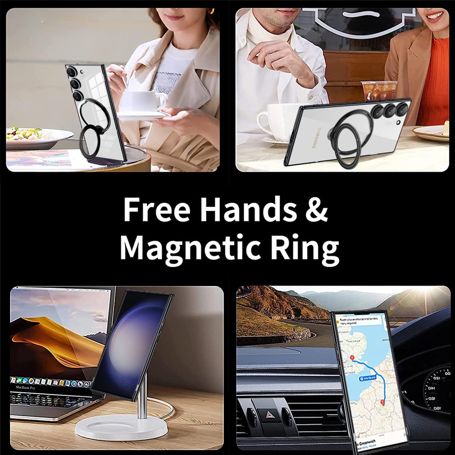 Samsung Galaxy S23 Electroplated Magnetic Transparent Anti Drop Bracket Ring Phone Case