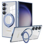 Samsung Galaxy S23 Plus Electroplated Magnetic Transparent Anti Drop Bracket Ring Phone Case