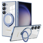 Samsung Galaxy S23 Electroplated Magnetic Transparent Anti Drop Bracket Ring Phone Case