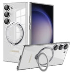 Samsung Galaxy S23 Plus Electroplated Magnetic Transparent Anti Drop Bracket Ring Phone Case