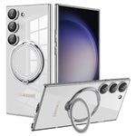 Samsung Galaxy S23 Electroplated Magnetic Transparent Anti Drop Bracket Ring Phone Case