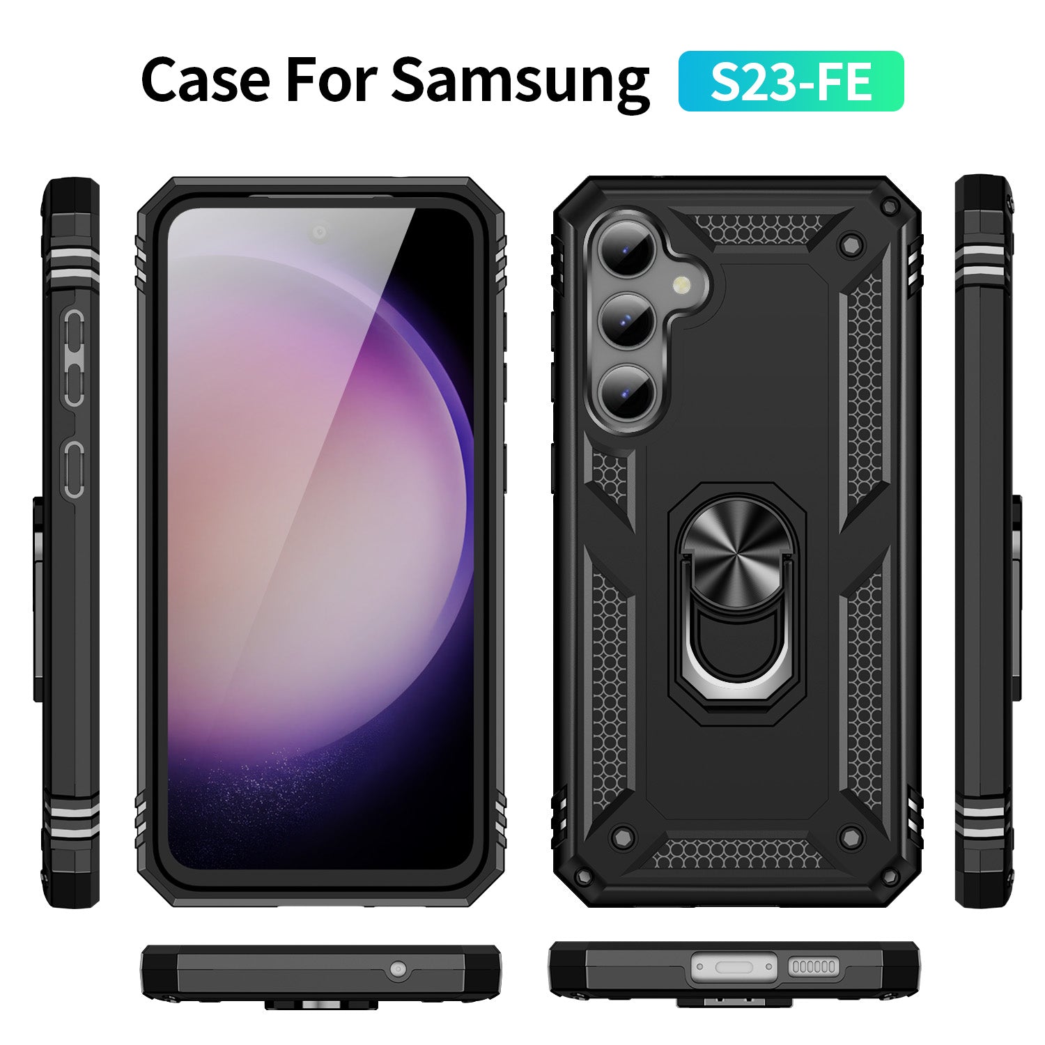 Samsung Galaxy S23 FE Case Ring Magnetic GPS Car Mount Phone Holder Case