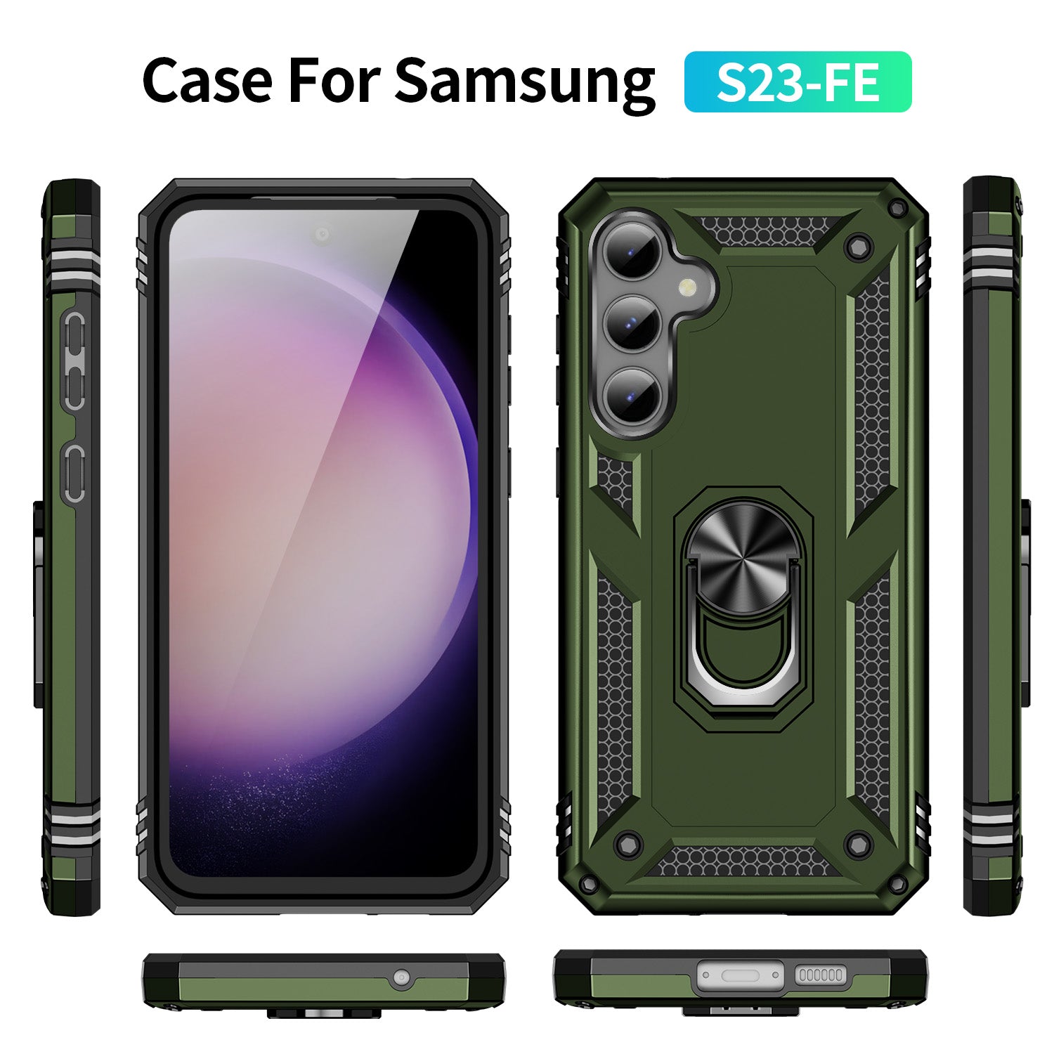 Samsung Galaxy S23 FE Case Ring Magnetic GPS Car Mount Phone Holder Case