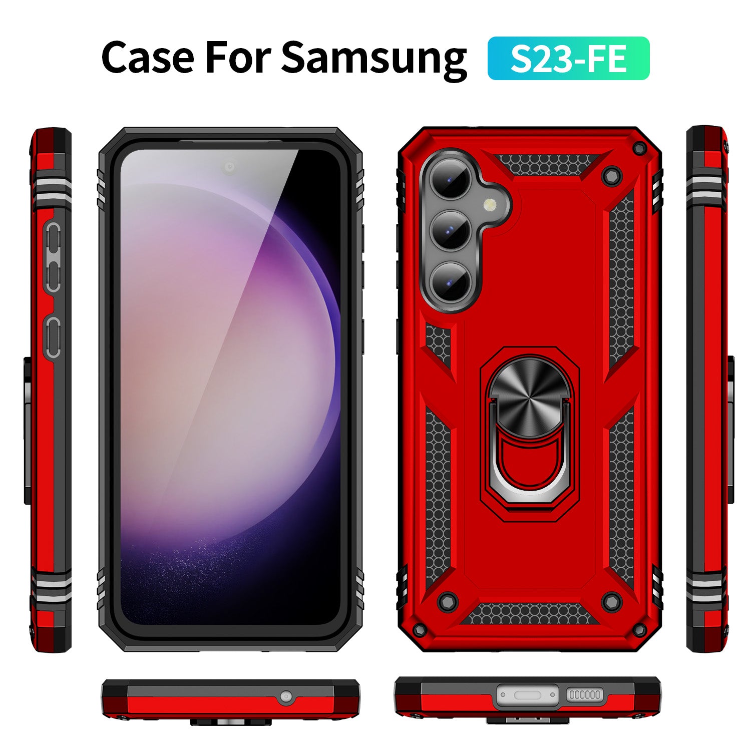 Samsung Galaxy S23 FE Case Ring Magnetic GPS Car Mount Phone Holder Case