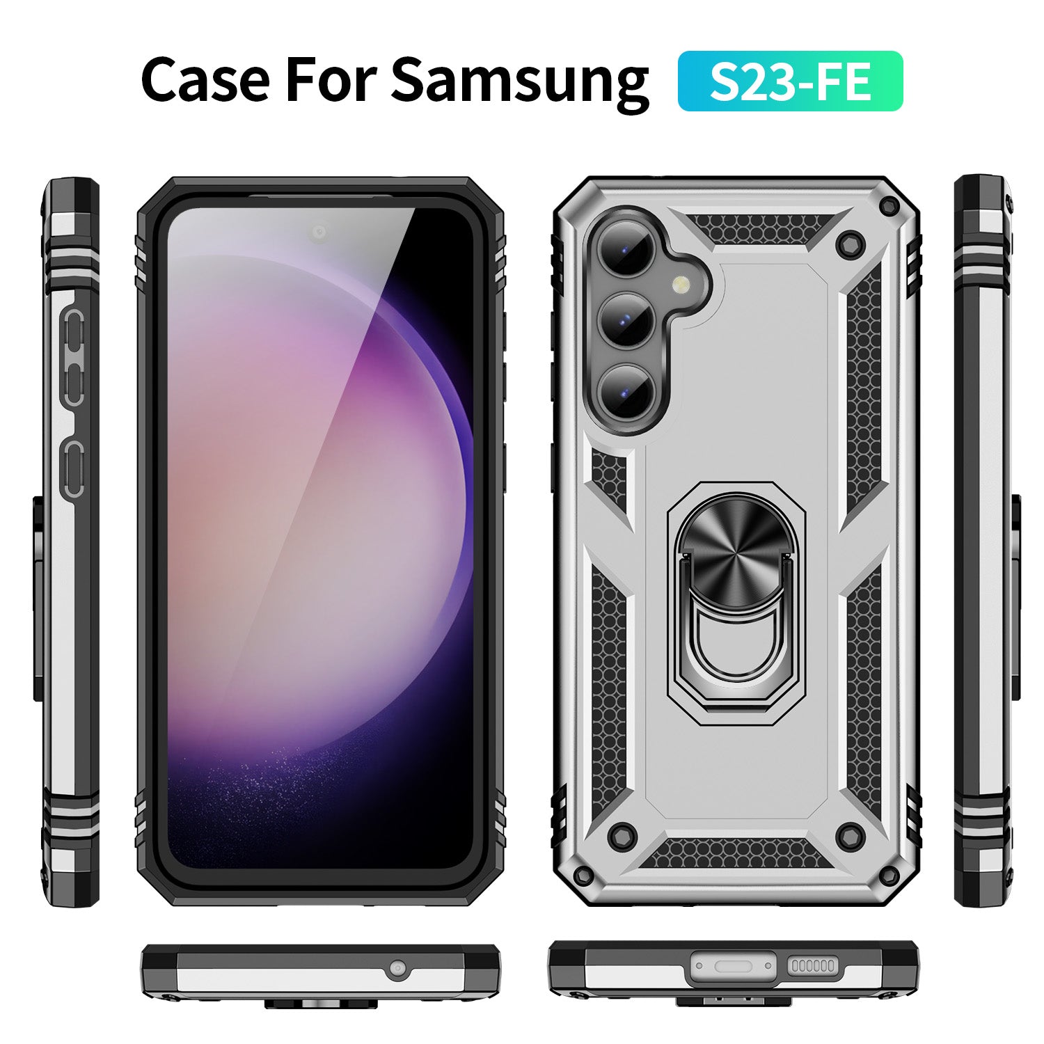 Samsung Galaxy S23 FE Case Ring Magnetic GPS Car Mount Phone Holder Case