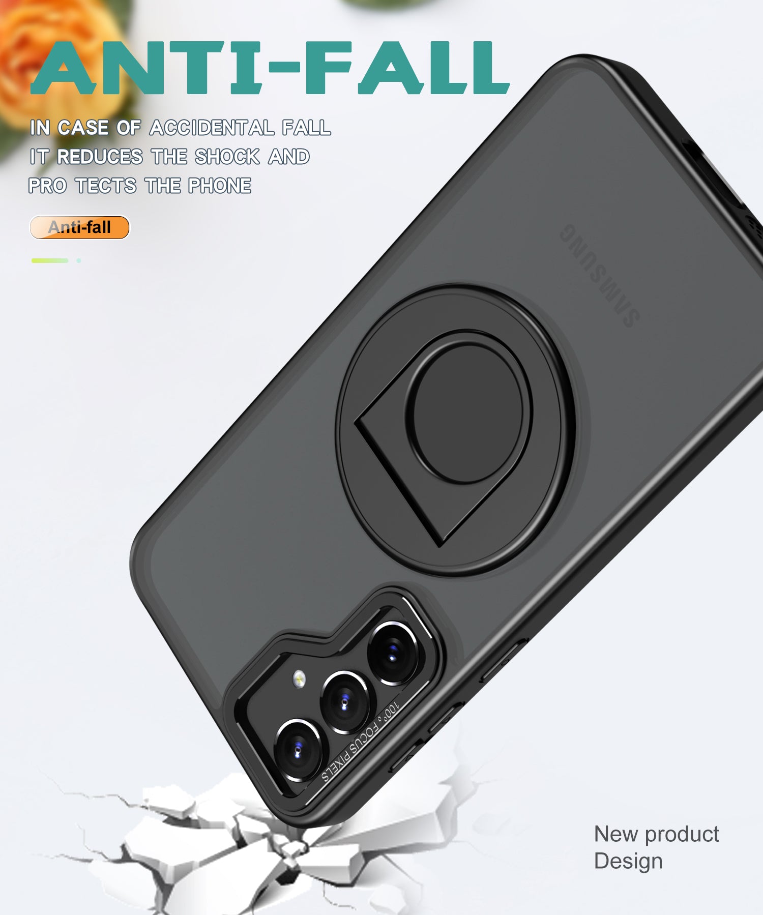 Samsung Galaxy S23 FE Hollow Out Ring Rotating Magnetic Suction Bracket Protective Sleeve Case
