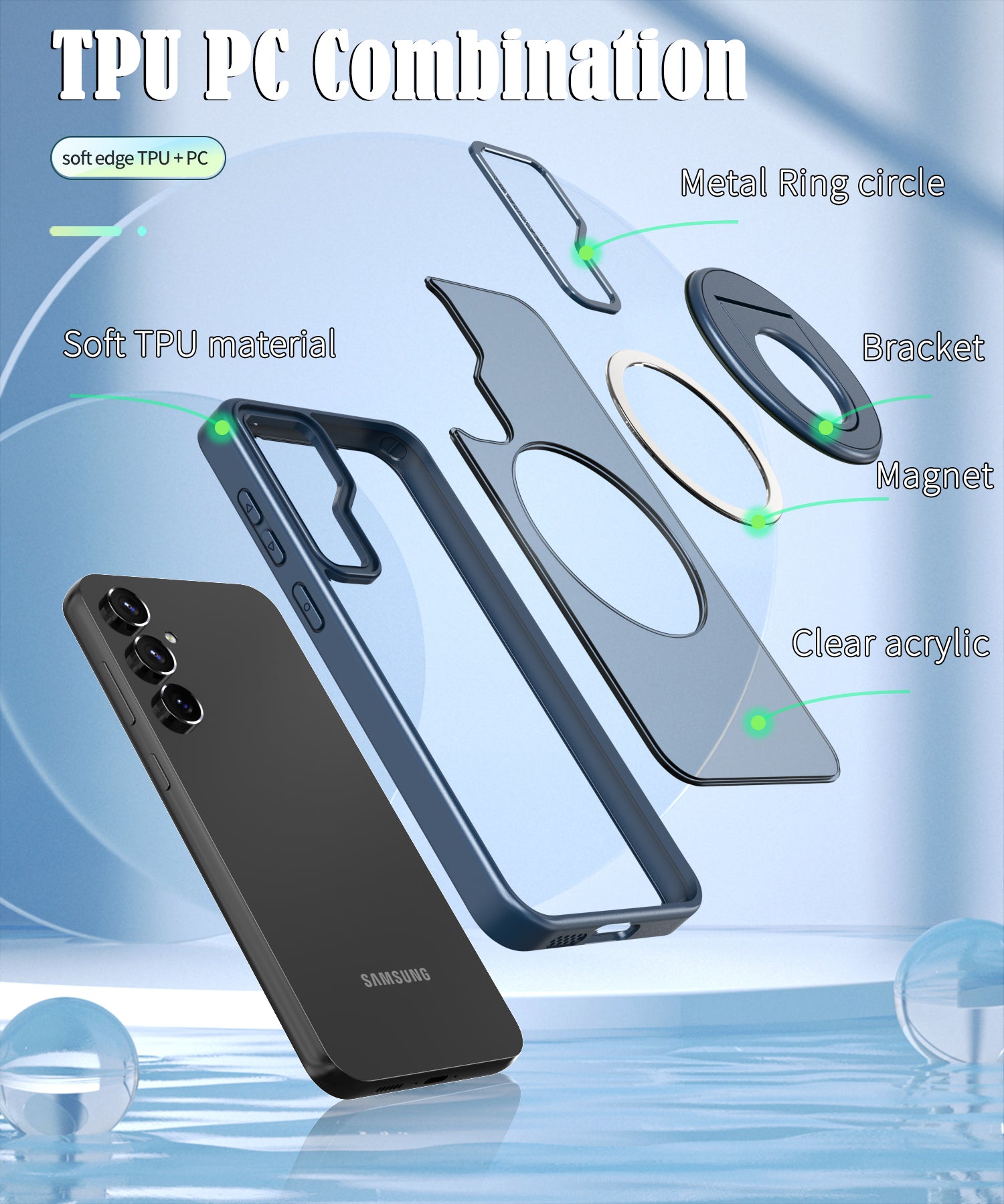 Samsung Galaxy S23 FE Hollow Out Ring Rotating Magnetic Suction Bracket Protective Sleeve Case