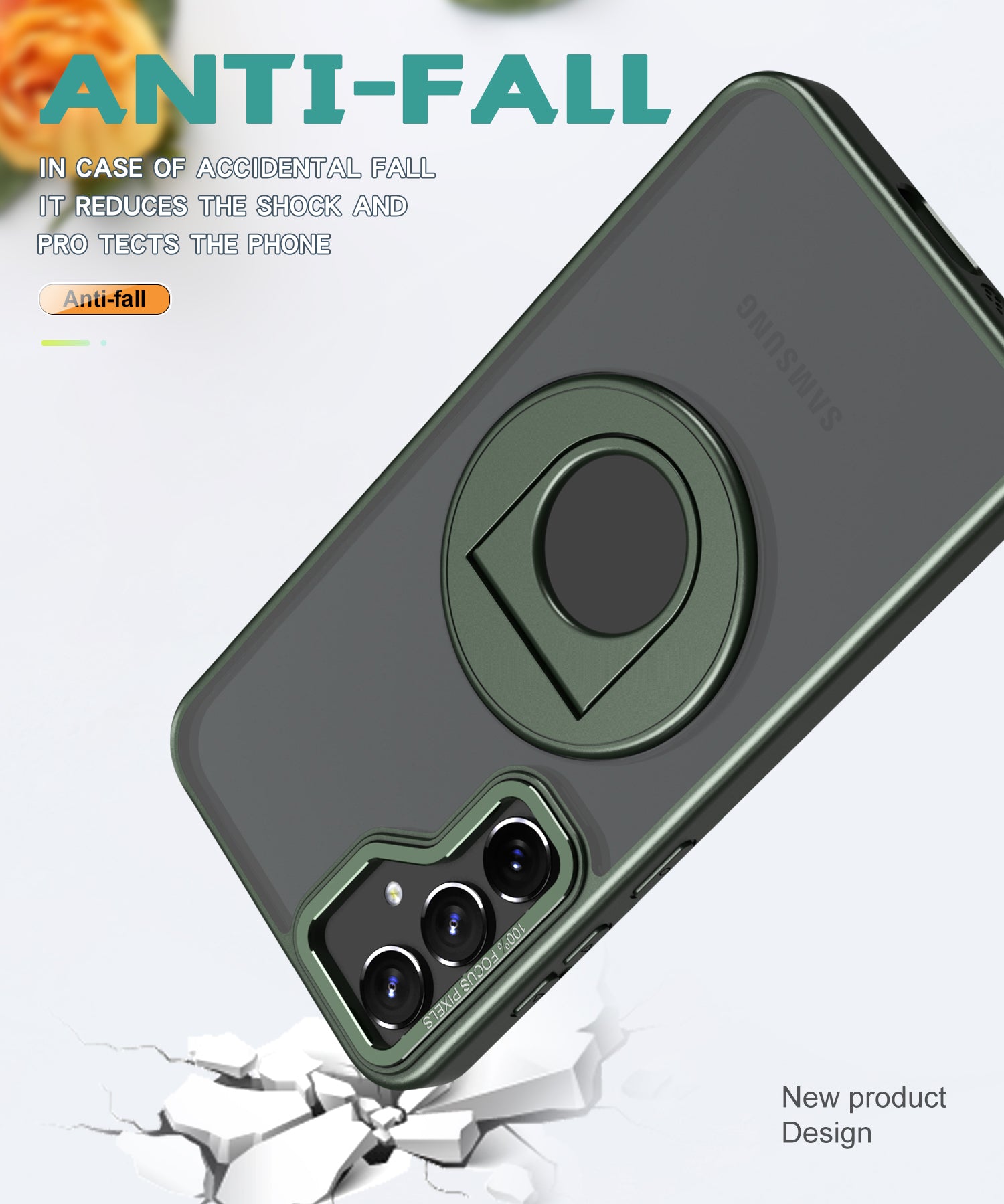 Samsung Galaxy S23 FE Hollow Out Ring Rotating Magnetic Suction Bracket Protective Sleeve Case