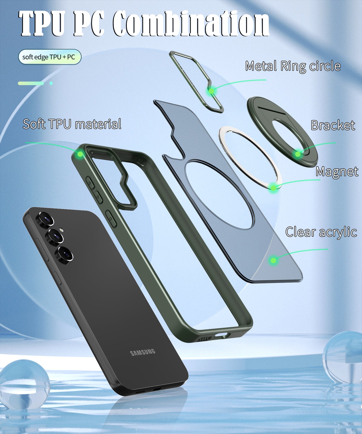 Samsung Galaxy S23 FE Hollow Out Ring Rotating Magnetic Suction Bracket Protective Sleeve Case