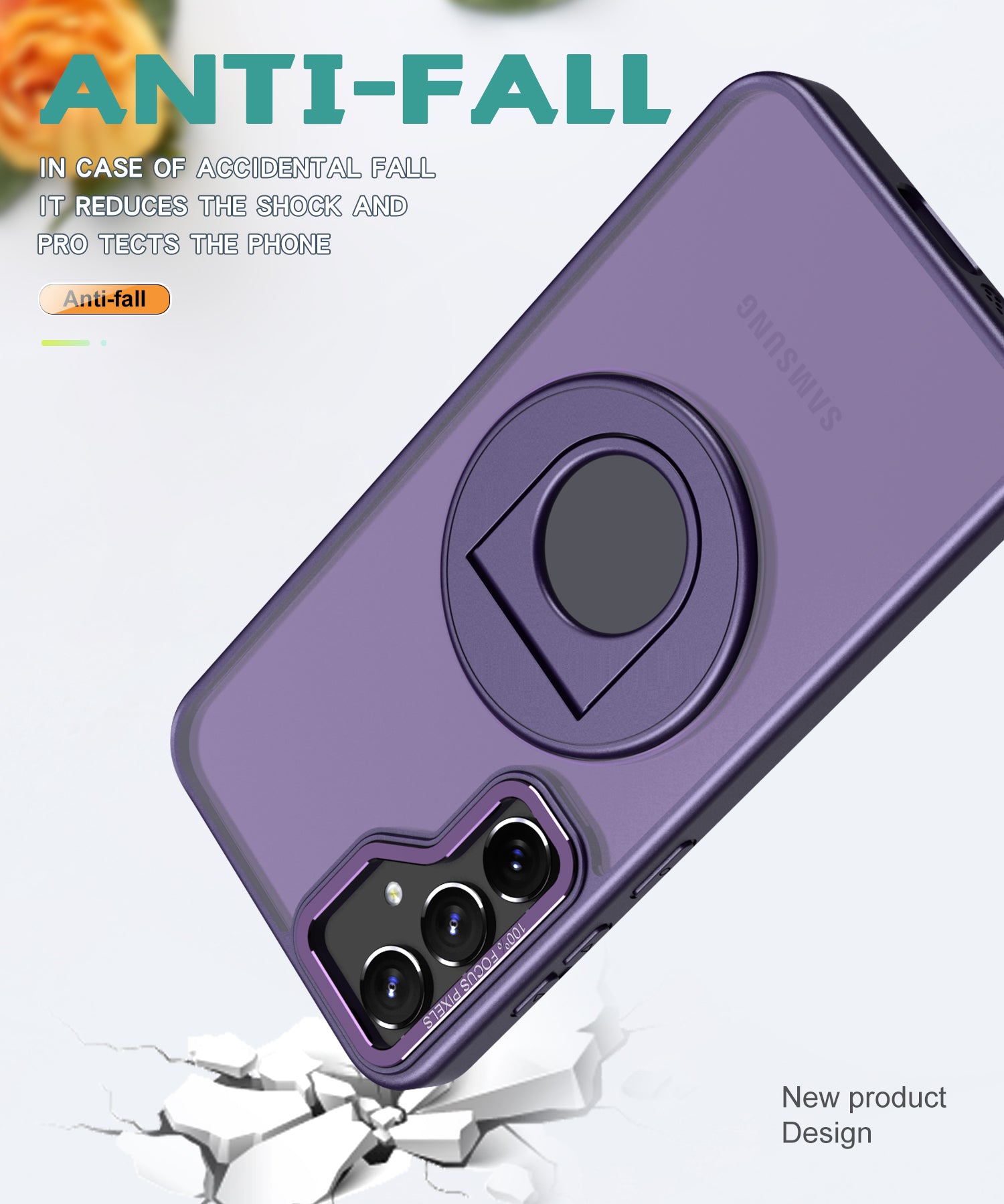 Samsung Galaxy S23 FE Hollow Out Ring Rotating Magnetic Suction Bracket Protective Sleeve Case