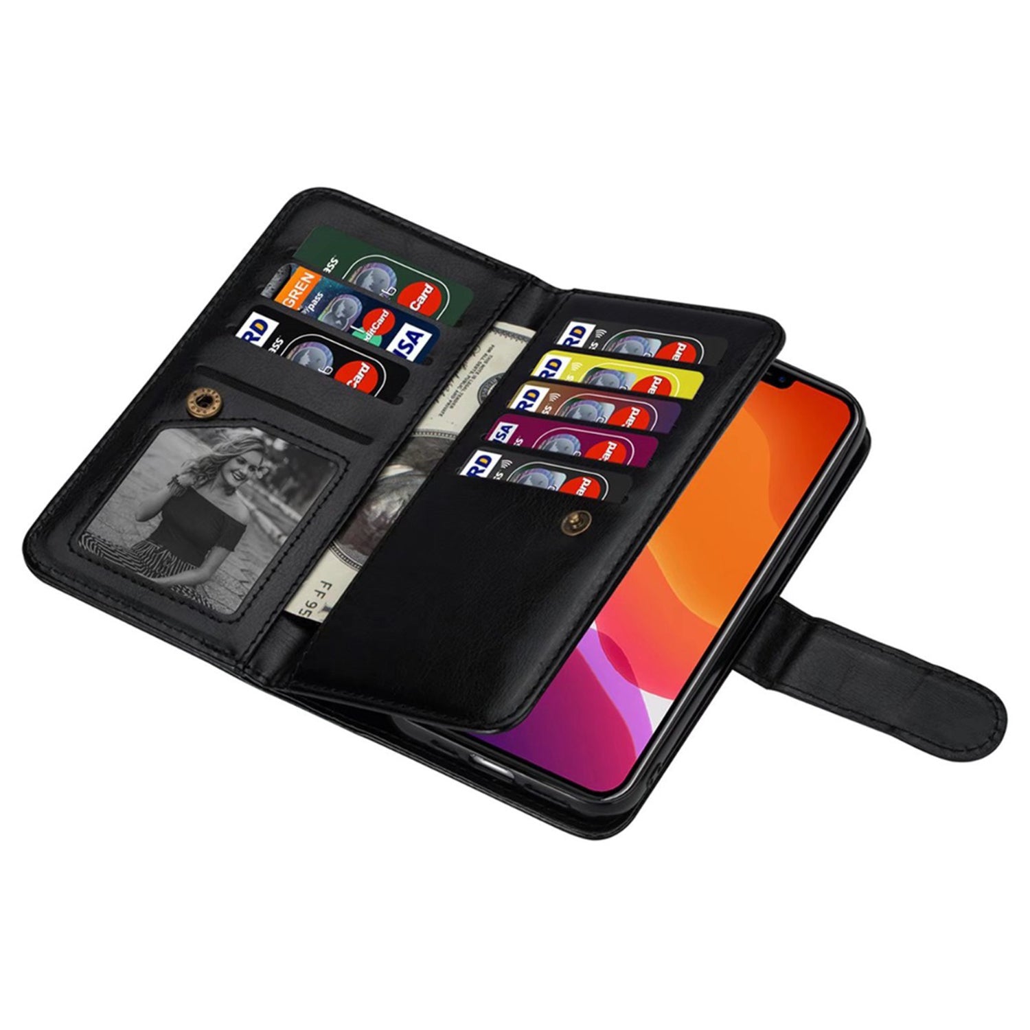 Samsung Galaxy S23 Plus 2 IN 1 Leather Wallet Case with 9 Credit Card Slots and Removable Back Cover