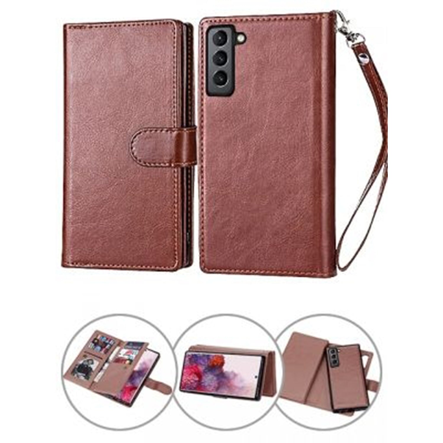 Samsung Galaxy S23 Plus 2 IN 1 Leather Wallet Case with 9 Credit Card Slots and Removable Back Cover