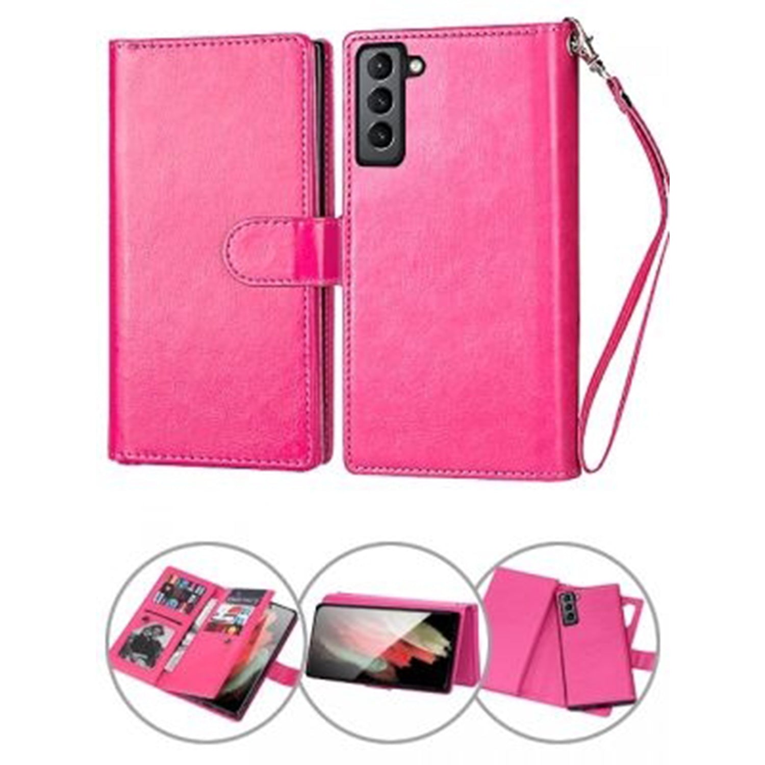 Samsung Galaxy S23 Plus 2 IN 1 Leather Wallet Case with 9 Credit Card Slots and Removable Back Cover