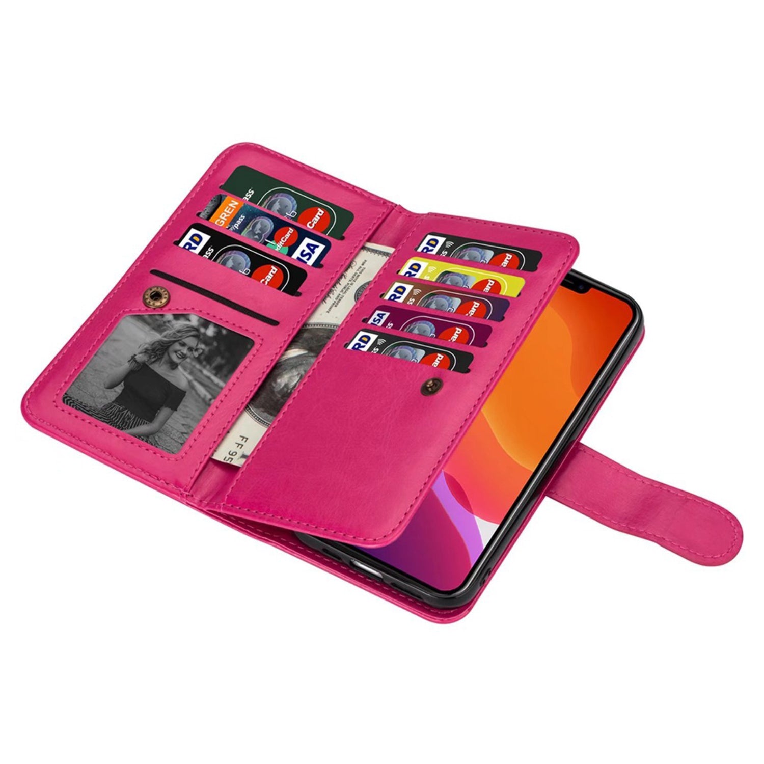 Samsung Galaxy S23 Plus 2 IN 1 Leather Wallet Case with 9 Credit Card Slots and Removable Back Cover