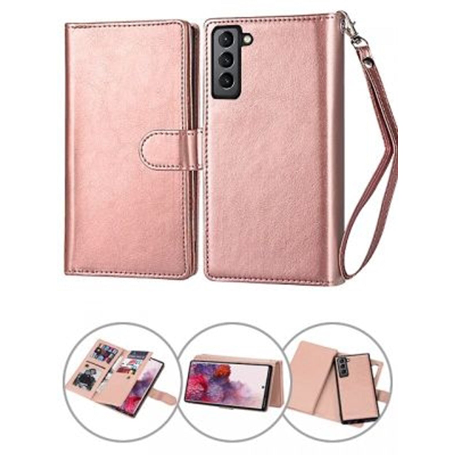 Samsung Galaxy S23 Plus 2 IN 1 Leather Wallet Case with 9 Credit Card Slots and Removable Back Cover