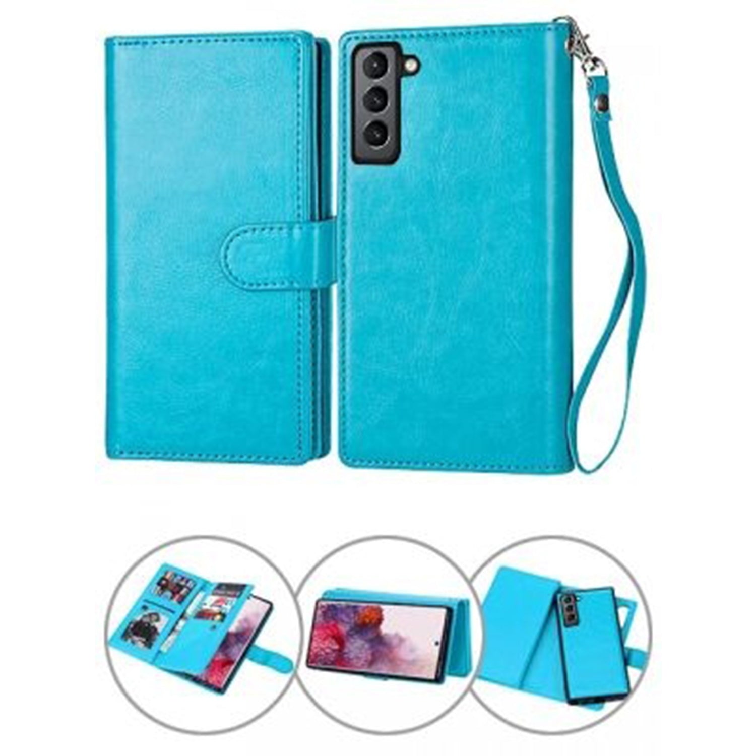 Samsung Galaxy S23 Plus 2 IN 1 Leather Wallet Case with 9 Credit Card Slots and Removable Back Cover