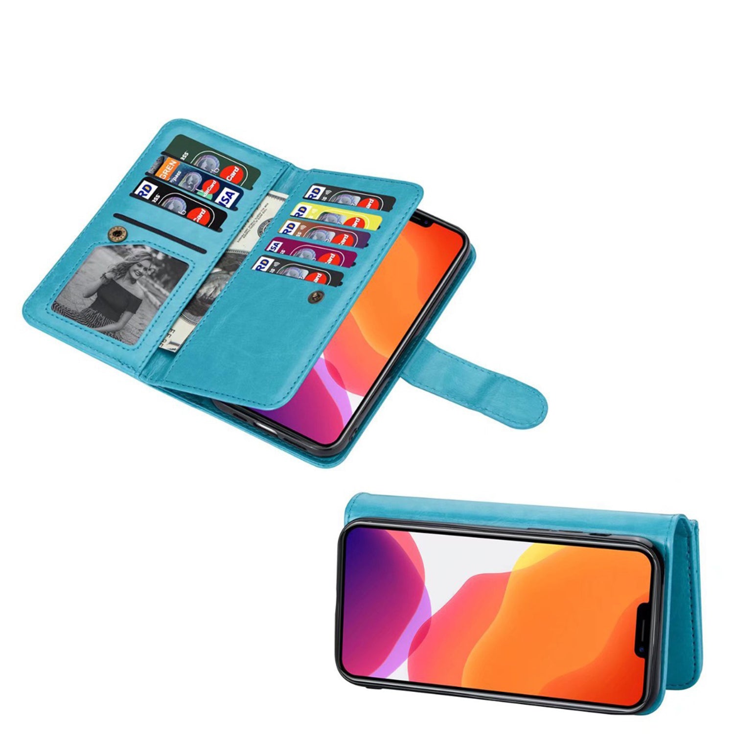 Samsung Galaxy S23 Plus 2 IN 1 Leather Wallet Case with 9 Credit Card Slots and Removable Back Cover
