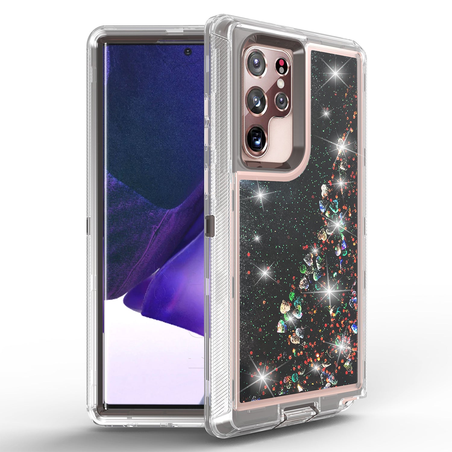 Samsung Galaxy S23 Ultra  Transparent Floating Glitter Heavy Duty Case