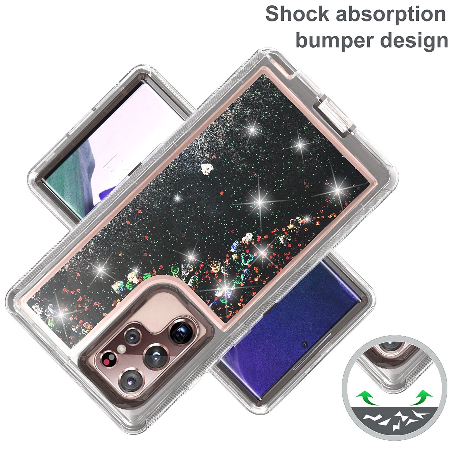 Samsung Galaxy S23 Ultra  Transparent Floating Glitter Heavy Duty Case