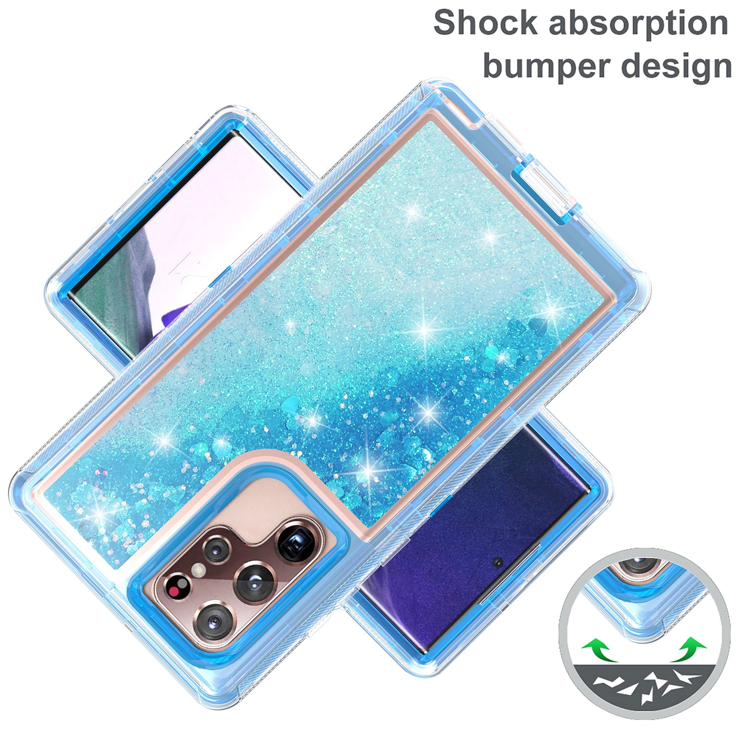 Samsung Galaxy S23 Ultra  Transparent Floating Glitter Heavy Duty Case