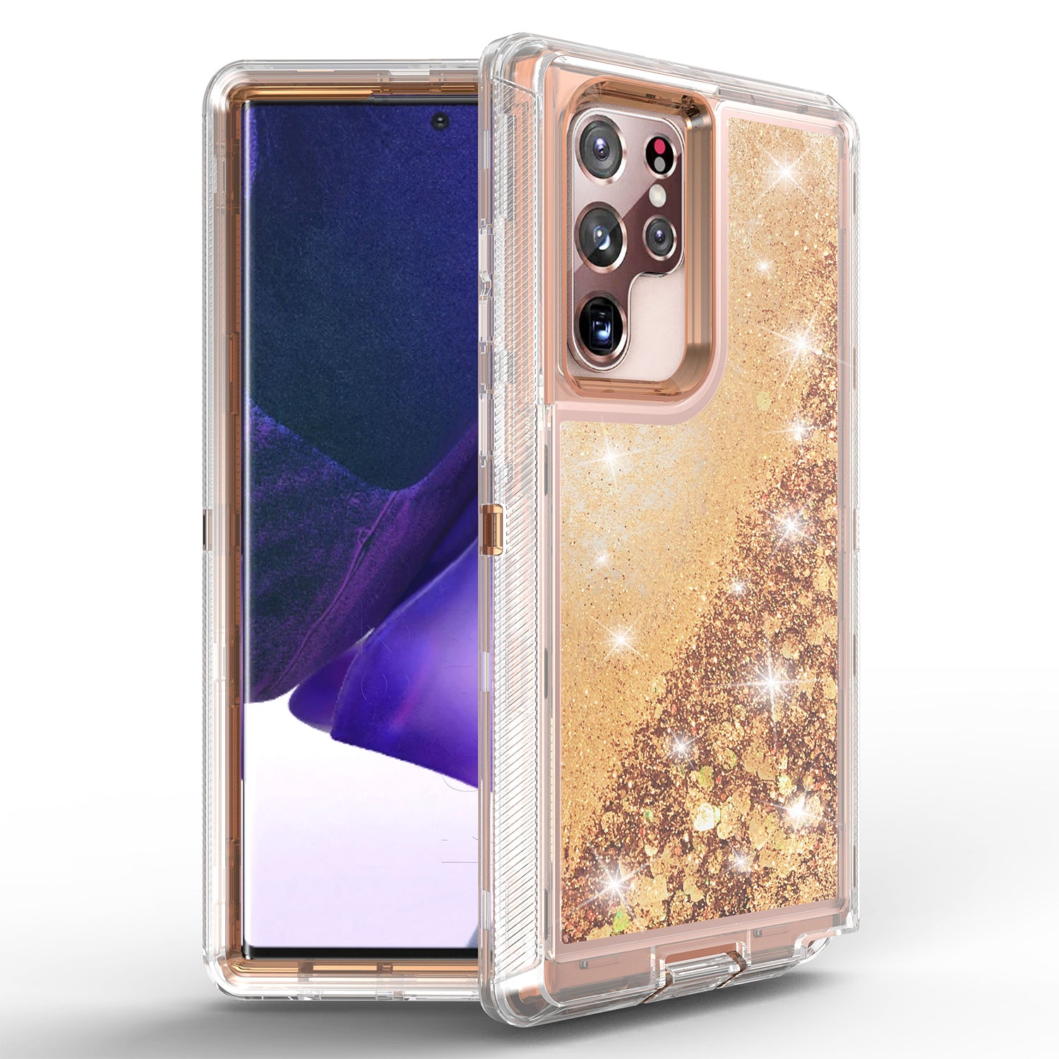 Samsung Galaxy S23 Ultra  Transparent Floating Glitter Heavy Duty Case