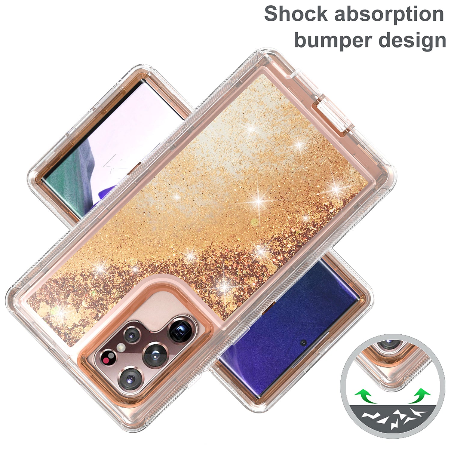 Samsung Galaxy S23 Ultra  Transparent Floating Glitter Heavy Duty Case